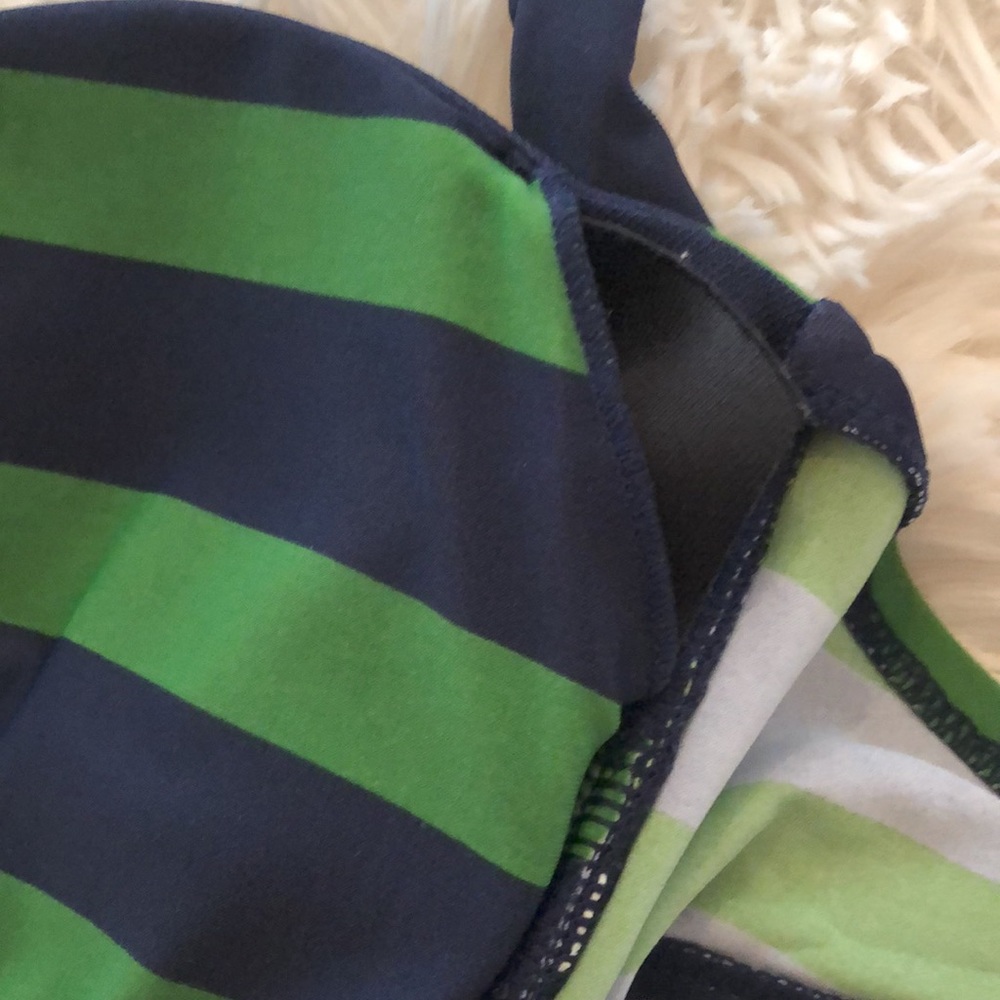 American Eagle Blue Green Stripe Twist Front Halter Top Swim Bikini Size Small - Picture 10 of 14